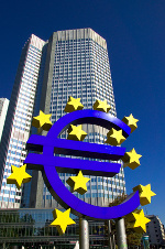 EZB Gebäude mit Euro-Zeichen