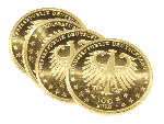Goldene Euromünzen hintereinander gelegt